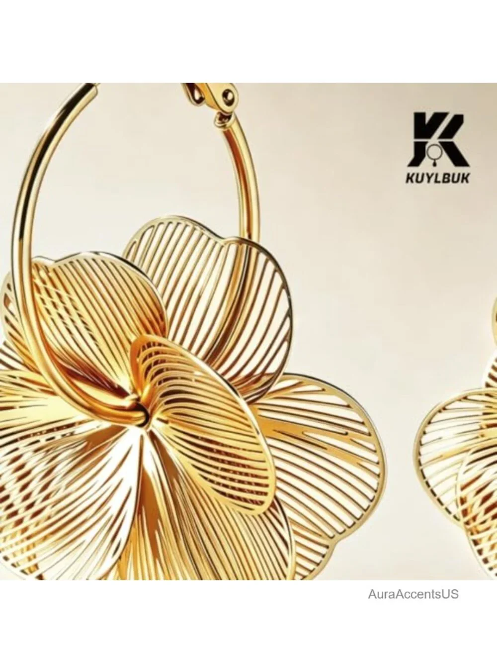 Dangle Flower Earrings for Women - 925 Sterling Silver Post 18K Gold Plated
